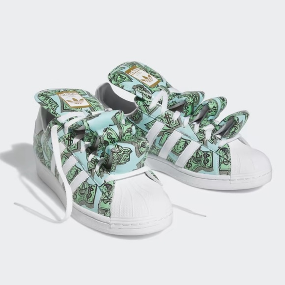 JEREMY SCOTT X ADIDAS 👟 MONEY PRINT 💵 SUPERSTAR SHOES NWT - Picture 4 of 9
